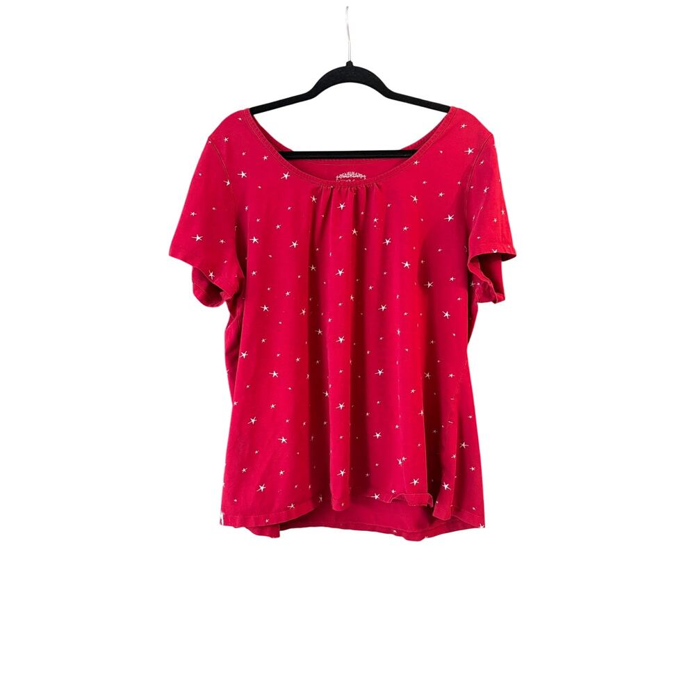 Venezia Women's Plus Size Red White Star Print Shirt Top Size 22/24 3X